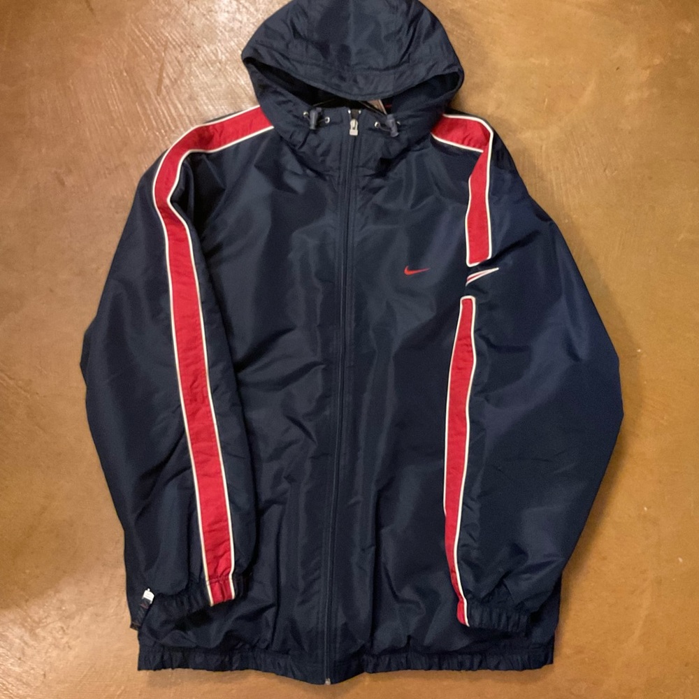 Nike Men's Navy and Red Hooded Windbreaker